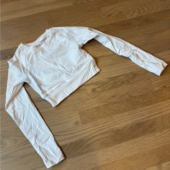 Emahn New Lycra Athletic White Long Sleeve Crop Top XS - Picture 2 of 8
